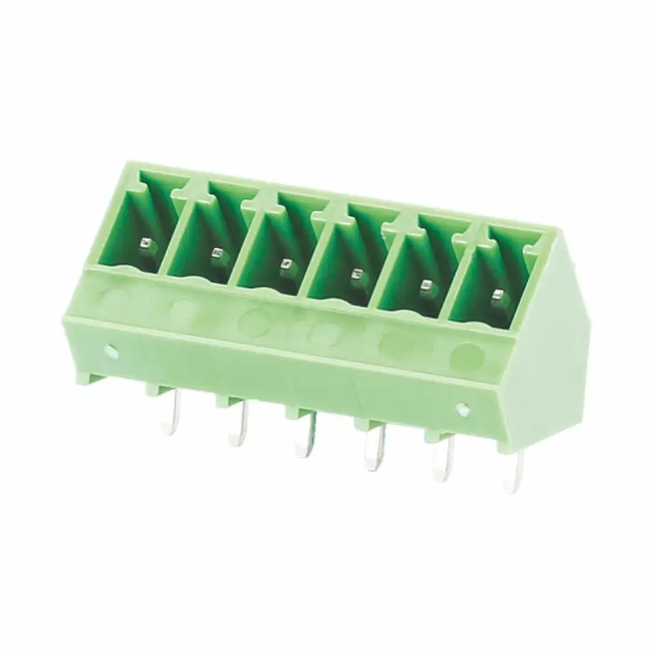 PCB pluggable 135 degree green plastic wire terminal block connectors