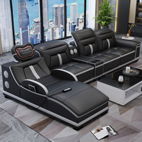 YSS Wohnzimmer Multifunktionale Elektrische Massage-Ledercouch, L-förmiges Ecksofa mit Hochdichtem Schaumstoff, Villenfreundlich