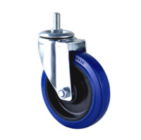 Roue pivotante en caoutchouc bleu à haute élasticité avec double roulement à billes, silencieuse, en acier et nylon, 125x32mm, pour usage moyen, de la marque Source Factory