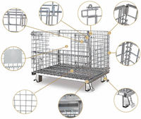 Entrepôt industriel Cage de rangement pliante en treillis métallique Panier de tri en treillis Cage en fer Conteneur de roulement par chariot élévateur