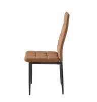 Chaises de salle à manger de luxe modernes, écologiques et durables, à dossier haut, en tissu noir et marron, avec pieds en bois, pour la maison
