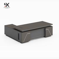 Bureau de direction moderne en bois de luxe de niveau E0 en forme de L Nouveau mobilier de bureau Design pliable pour Home Manager CEO Boss Office