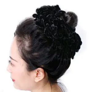 HZO-50047 Hồi Giáo Phụ Nữ Phụ Nữ Volumising Scrunchy Nhung Lớn Tóc Tie Ban Nhạc Bun Clip Hijab Khăn Volumizer Scrunchie