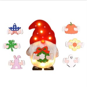 New cross-border Christmas decorations, DIY wooden <b>light</b>-<b>up</b> <b>ornaments</b>, American Independence Day, Halloween, and Easter - Product Image 4
