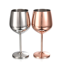 Verre à vin en acier inoxydable incassable SS304 de 500 ml, gobelets à vin en métal, verre à vin sur pied pour fêtes et mariages
