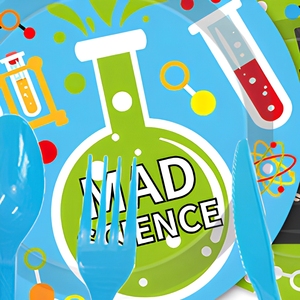Juego de Vajilla Desechable de Papel con Temática de Ciencia y Química para Fiestas de Cumpleaños, Platos, Vasos y Servilletas - Product Image 4