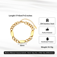 Bracelet à maillons épais pour femme STCB03, en acier inoxydable 316L plaqué or 18 carats, bijou minimaliste pour tous les jours et les soirées