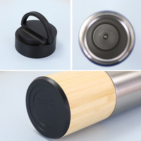 Mug de voyage portable créatif en acier inoxydable 304, isolé sous vide, enveloppé de bambou, pour l'extérieur, cadeau d'affaires minimaliste