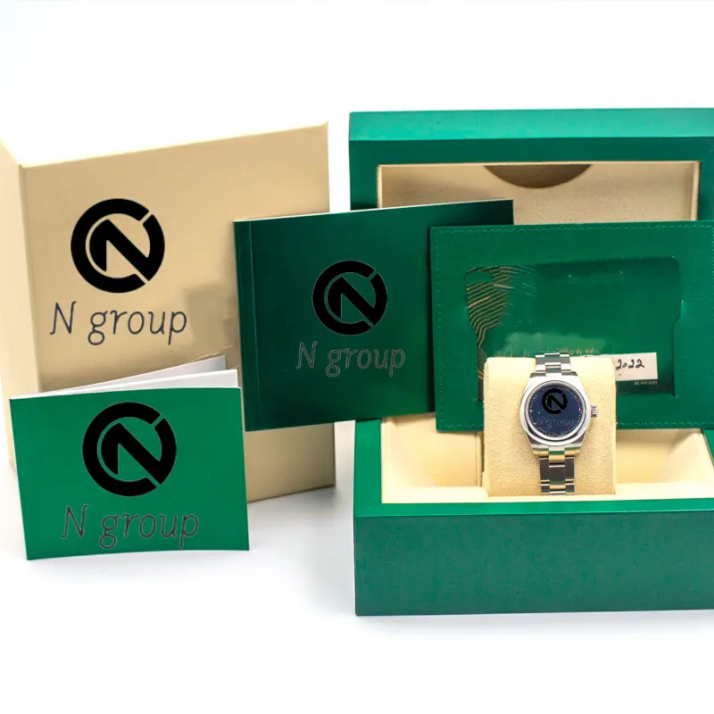 Kotak jam tangan kayu kulit mewah OEM kualitas terbaik Set kartu kertas dan tas kemasan jam