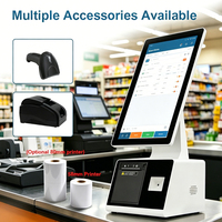 Système de point de vente (PDV) tablette mini kiosque 15,6 pouces Windows/Android avec processeur Intel I3/i5/i7, 8 Go de RAM, machine PDV tout-en-un en libre-service