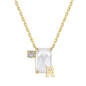 Collier pendentif élégant pour femme Dylam Top Pick, bijoux fins pour tous les jours, pierre synthétique, cristal, zircone 5A, alphabet R, dégradé - Product Image 1