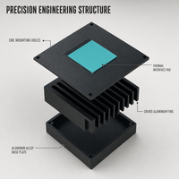Dissipateur thermique à ailettes rainurées en aluminium anodisé noir, extrudé et sur mesure, pour le refroidissement des amplificateurs de puissance LED et des modules de refroidissement électriques