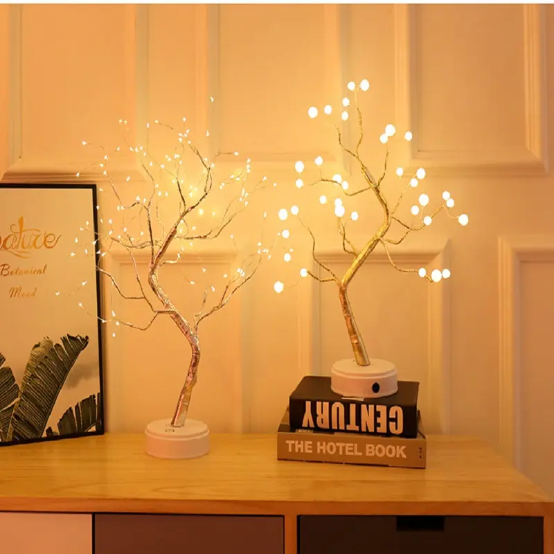 Weihnachten Gruß Baum Licht 108 led Kupfer draht Feuer Nacht Licht für Hochzeit Party Home Dekorationen USB Firefly Baum Lampe