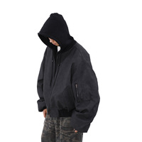 Automne hiver hommes veste épaissie Melard col montant à capuche coupe ample nouveau deux pièces Design américain Denim matériel lapin