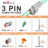 Conector de 3 Pines JRready ST6247 DT, 10 Juegos, Conector Eléctrico Impermeable Gris con Contactos Sólidos 14-16AWG
