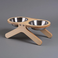 Bols de nourriture pour animaux de compagnie portables modernes Station d'alimentation pour chiens et chats en bois surélevée avec bols en acier inoxydable de 2L pour petits animaux et chiots
