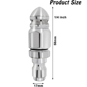 High Pressure Cleaning Nozzle Stainless Steel 1/4 Quick Connect Water Rat <b>Spray</b> Head For Descaling Stripping - Product Image 2