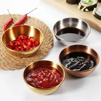 Plats à sauce dorés en acier inoxydable, plats de service pour apéritifs et assaisonnements, plateaux à épices, vaisselle de cuisine