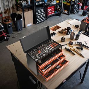 Ensemble d'<span class=keywords><strong>outils</strong></span> portable en acier au carbone de 408 pièces, boîte à <span class=keywords><strong>outils</strong></span> compacte à trois pompes autobloquante pour usage manuel, pour le commerce extérieur - Product Image 6