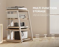 Étagère d'angle pour support multimédia AV à 4 niveaux pour tourne-disque Tour de rack audio avec étagères en bois réglables en hauteur Pack de vente par correspondance