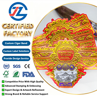 Étiquettes de cigares personnalisées à texture gaufrée, bandes de luxe estampées à chaud en feuille d'or, autocollants adhésifs étanches pour accessoires de cigares