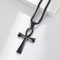 Collier de cheville Moge Pour Homme, bijoux unisexe, avec pendentif en croix, Hip Hop, plaqué or et noir, en acier inoxydable