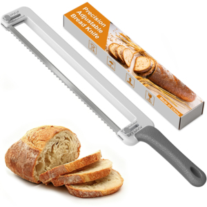 Cortador de Pan Ajustable Manual con Guía de Grosor, Cuchillo para Pan de Levadura con Hoja Dentada de Acero Inoxidable - Product Image 1