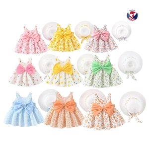 Ensemble <span class=keywords><strong>Vêtements</strong></span> Bébé Fille Tenue Mode Imprimé Floral Citron Pois Robe de Plage et Chapeau de Paille pour <span class=keywords><strong>Petites</strong></span> Filles 2 Pièces - Product Image 2