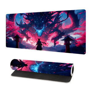 Tapis de souris personnalisé avec impression par sublimation, motif abstrait de dragon, base en caoutchouc, grand tapis de souris pour jeux avec bords cousus pour clavier et souris - Product Image 3
