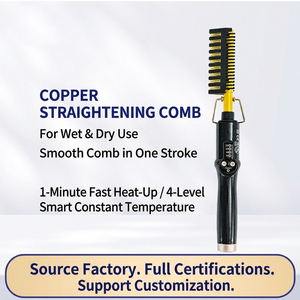 Cepillo Alisador de Cabello Profesional, Cepillo Eléctrico de Cobre para Uso en Seco y Húmedo, Calentamiento Rápido en 60s con PTC, Portátil para Viajes, Certificación CE RoHS, Anti-Quemaduras - Product Image 2
