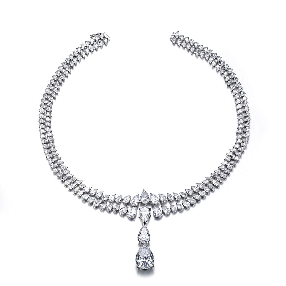 silver Moissanite Necklace