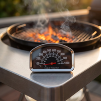 Termometer Panggangan Baja Tahan Karat Besar dengan Layar Dot Matrix 360 Derajat, Monitor Suhu BBQ 38~538 SWK-026