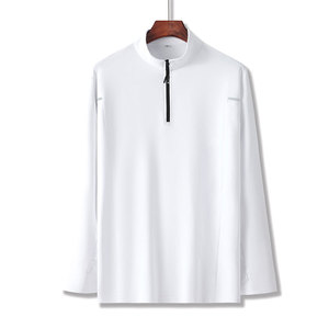 Running Gym T-Shirts hommes Fitness Slim Fit sport séchage rapide T-Shirt élastique fermeture éclair à manches longues musculation chemise d'entraînement - Product Image 3
