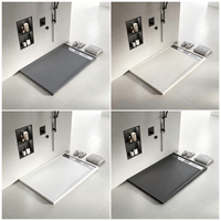 Receveur de douche moderne en pierre massif antidérapant pour hôtel, avec drain linéaire, prêt pour carrelage, tailles personnalisées 800-1600MM, étanche, installation facile pour salle de bain