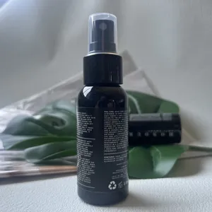 Yuyao factory 50ml botol semprot pet hitam bahu bulat/botol kosmetik dengan pompa semprot kabut halus