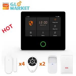 Glomket Tuya Sistem Alarm, Sistem Alarm Keamanan 4G WiFi Cerdas dengan 433 Pintu Sensor Gerak Sistem Alarm Rumah