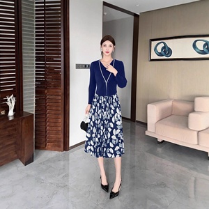 Abito da donna elegante e modesto a pieghe in raso di media lunghezza con stampa floreale Casual per la chiesa vestito da ufficio per il servizio di <span class=keywords><strong>domenica</strong></span> - Product Image 4