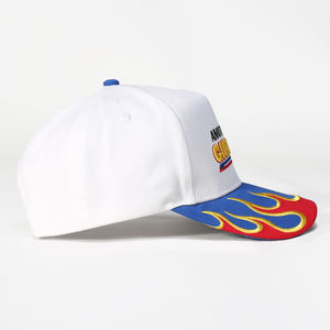 Casquette de sport en coton sergé 5 panneaux de haute qualité Lanhai personnalisée, logo brodé 3D, visière incurvée, casquette de baseball bleue - Product Image 4