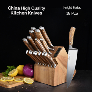 Tùy Chỉnh 18 Pcs Dao Nhà Bếp Đức Dao Thép Thiết Lập Đầy Đủ Tang Ngựa Vằn Gỗ Nhật Bản Đầu Bếp Dao Thiết Lập Với Khối Gỗ - Product Image 6