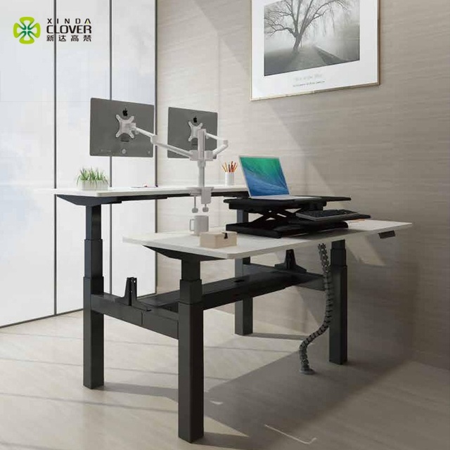 OEM ODM Dual Motor Height Adjustable Desk Frame 4 Leg Large Electric Standing Desk
