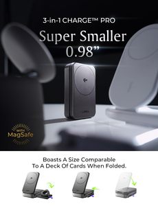 LISEN Estación de Carga Inalámbrica Magnética 3 en 1 Qi2, Soporte de Carga Rápida de 15W, Base de Carga Plegable para Viajes, Compatible con <span class=keywords><strong>iPhone</strong></span> 17, 16, 15 Pro Max - Product Image 5