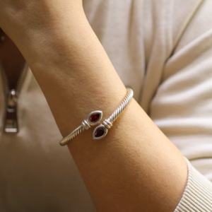 Bracelet pour homme en argent sterling 925, forme de larme, grenat torsadé, fermoir à ressort, fait à la main, bijoux turcs - Product Image 6