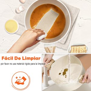 Batterie de cuisine en aluminium forgé avec revêtement marbré antiadhésif, poignée en bakélite, comprenant poêle, casserole et faitout - Offre Spéciale - Product Image 4