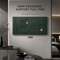 Décoration murale 3D multicouche en PVC découpé géométrique cercle vert foncé et or, cadre doré, pour hôtels, couloirs professionnels, halls d'accueil, murs d'accentuation, sur mesure, en gros
