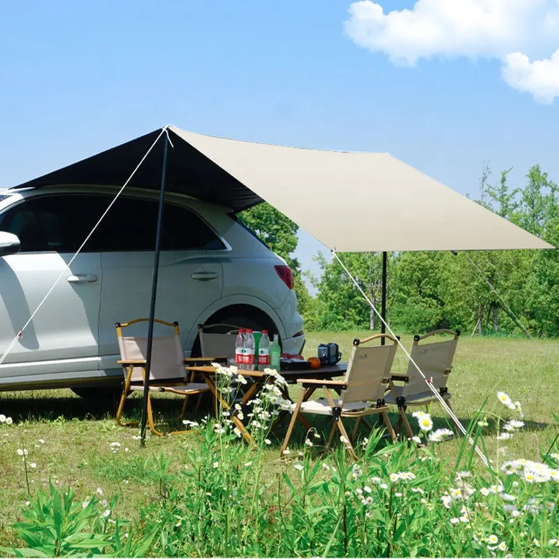 Tenda atap luar ruangan, tenda awningside mobil tahan air dengan tiang 5-6 orang, kanopi otomatis tenda Trailer