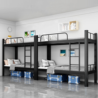 Lit superposé en métal robuste pour adultes avec échelle et barrière de sécurité pour dortoirs du personnel, auberges et logements de travailleurs