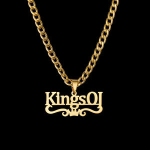 Collier personnalisé avec nom personnalisé Collier pendentif lettre couronne en dentelle Collier en acier inoxydable pour femmes hommes Uionen 2109 - Product Image 4