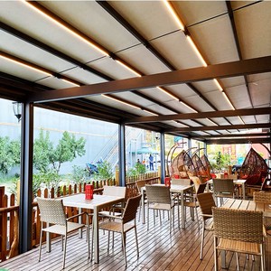 Auvent rétractable autoportant en aluminium avec toit en tissu imperméable <span class=keywords><strong>pour</strong></span> terrasse et pergola - Product Image 1