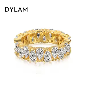 925 Sterling Silver Zircon Jewellery Eternity Band Diamond Engagement Wedding Ring Stackable 18K Gold Plated Rings Jewelry Women