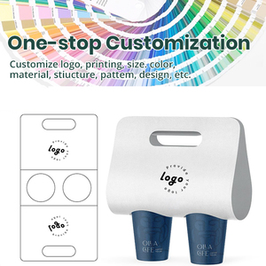 <span class=keywords><strong>Portabicchieri</strong></span> da asporto in carta usa e getta Cundao con logo personalizzato, per 2 tazze di caffè, con manico. - Product Image 5